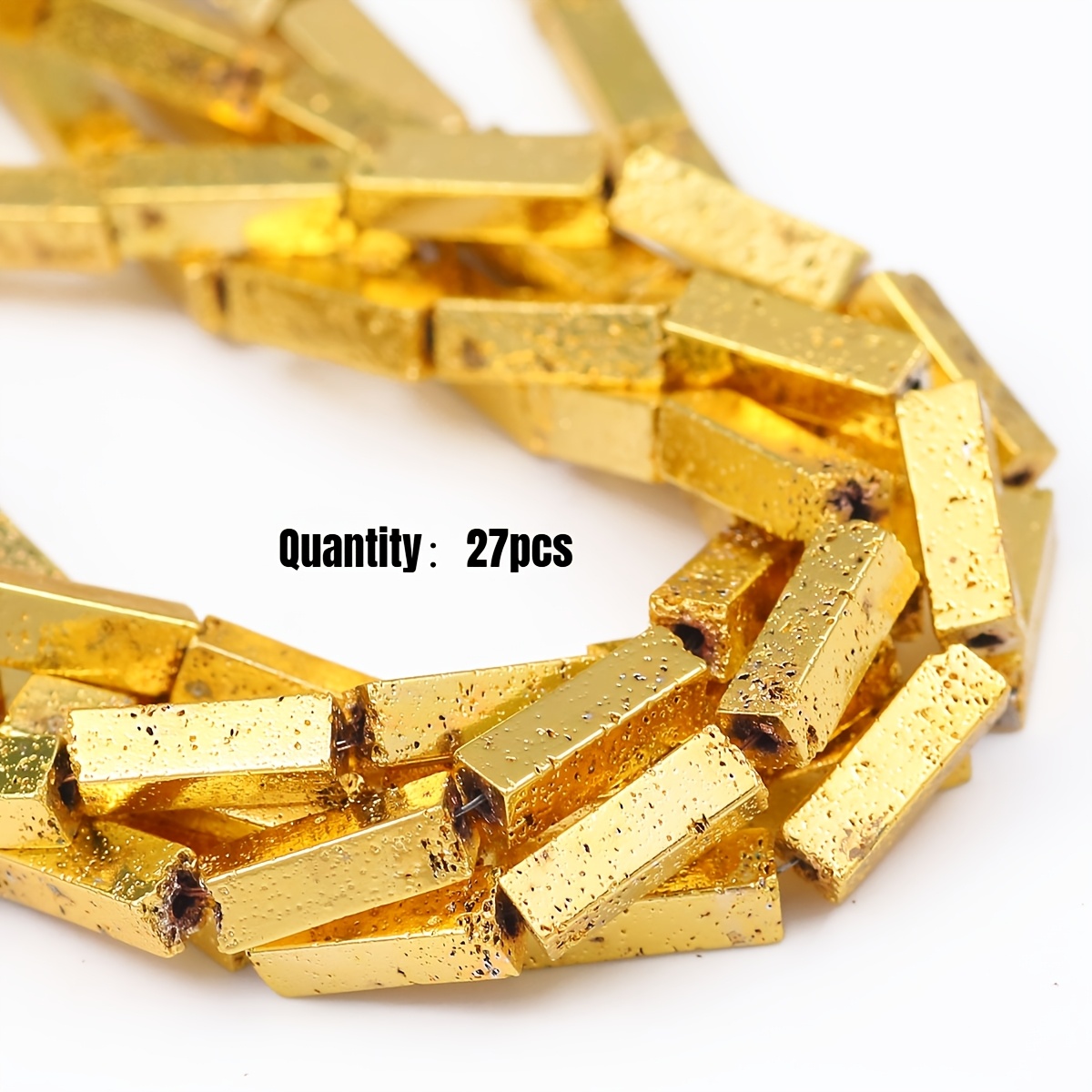 27pcs Sparkly Multicolor Rectangular Stone Spacer Beads