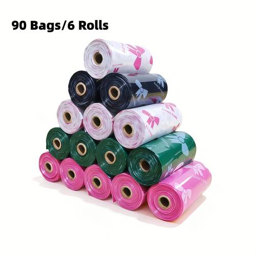 180 12 rolls of extra thick dog waste bags large size with sturdy leak proof design beautiful bow pattern handles thick pet waste bag replacement rolls cat and dog cleaning supplies 90 6 rolls