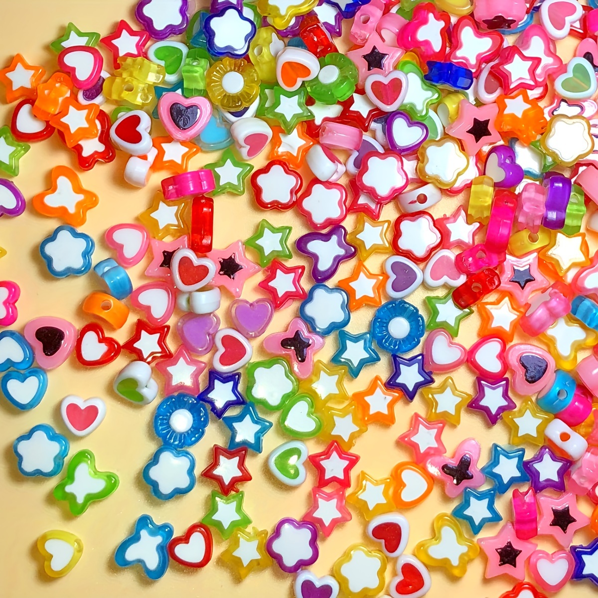

100/50pcs Acrylic Beads Assorted Shapes Heart Star Butterfly Flower For Diy Women's Fashion Phone Charms
