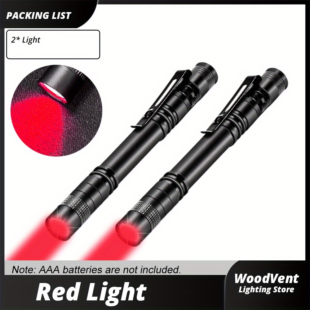 E-shop 2er-Pack rote LED-Taschenlampe aus Aluminiumlegierung, multifunktionale LED-Taschenlampe, Stiftclip-Design, Mini- und , Inspektionslicht,