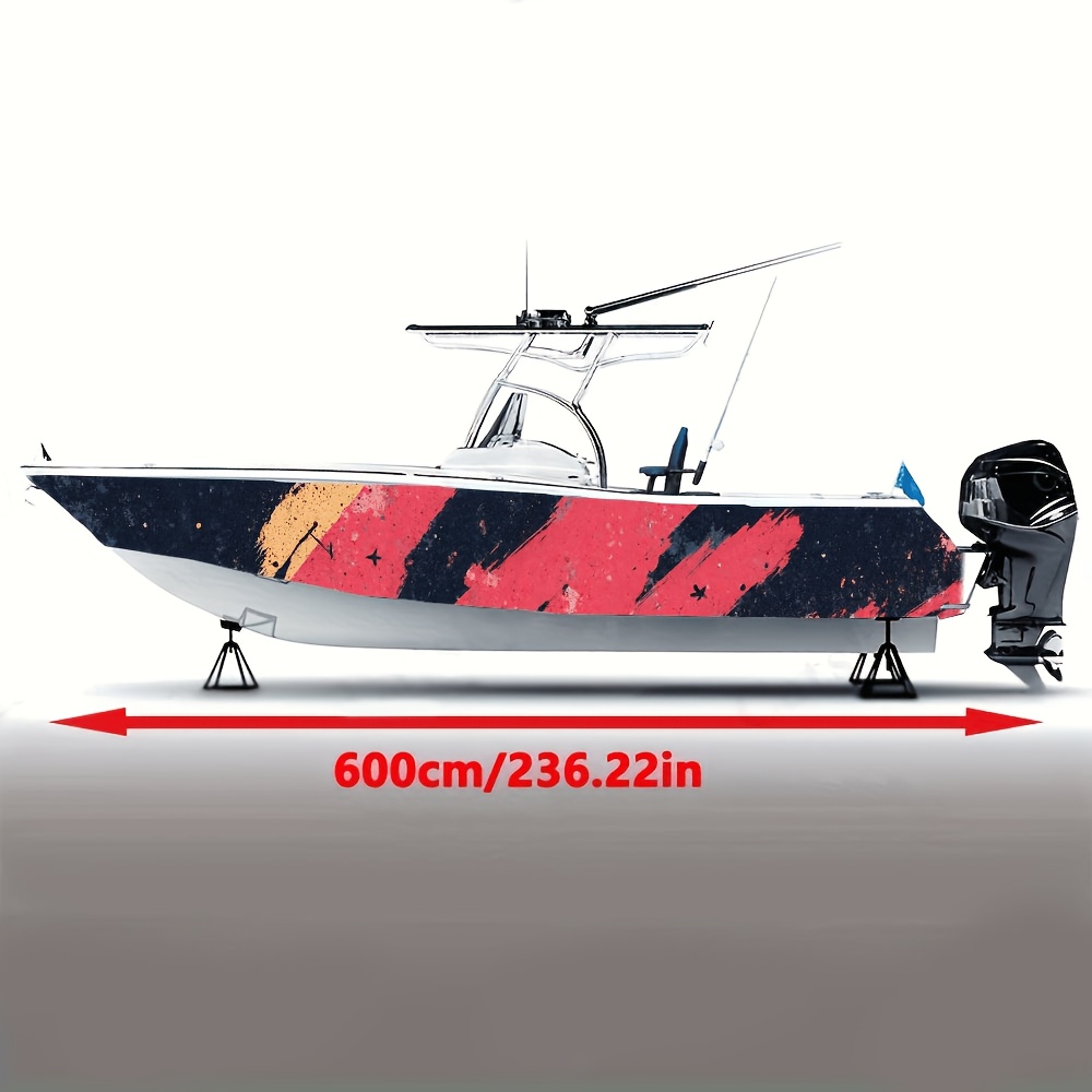 2pcs Abstract Linear Pattern Boat Stickers, Waterproof PVC Decals