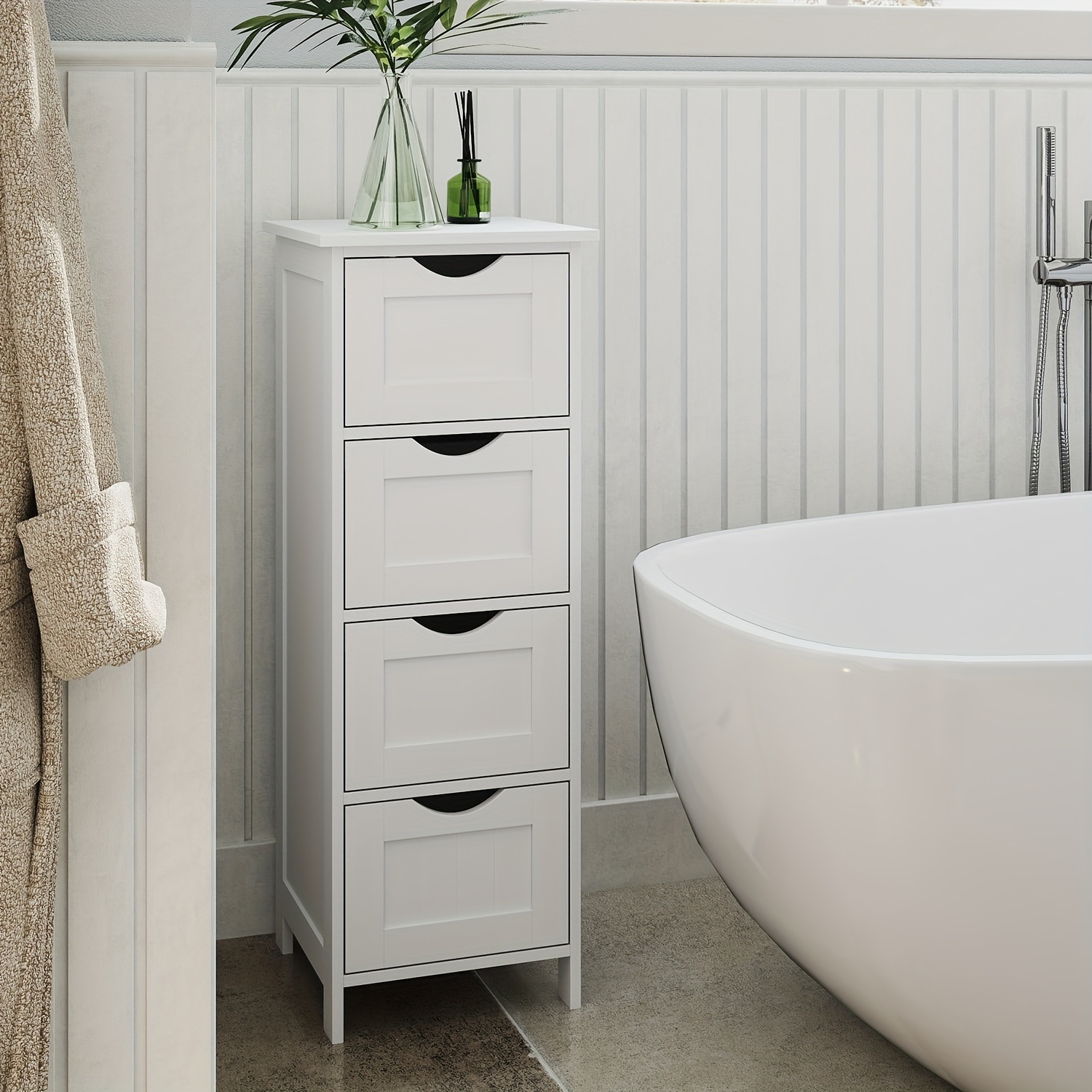 E-shop Freistehende moderne Badezimmer-Aufbewahrungs-Schrank mit 4 Schubladen, 30 x 30 x 82cm - Robuste Konstruktion aus , zeitgemäße Design,