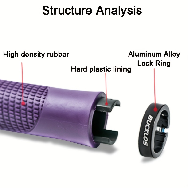 BUCKLOS Non-Slip Lockable Bike Grips - Soft Rubber, Waterproof Handlebar Covers with Textured Grip for Mountain Bikes, Black, Red, Orange, Purple, Green, Blue, Bicycle Accessories|Textured Grip Handlebars|Waterproof Rubber Grips