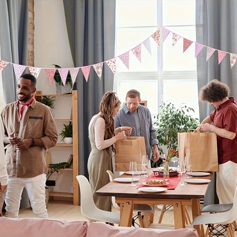 

32ft Pink Cotton Triangle Bunting Banner - 36pc Fabric Pennant Garland For Parties, Weddings, Showers & Home Decor