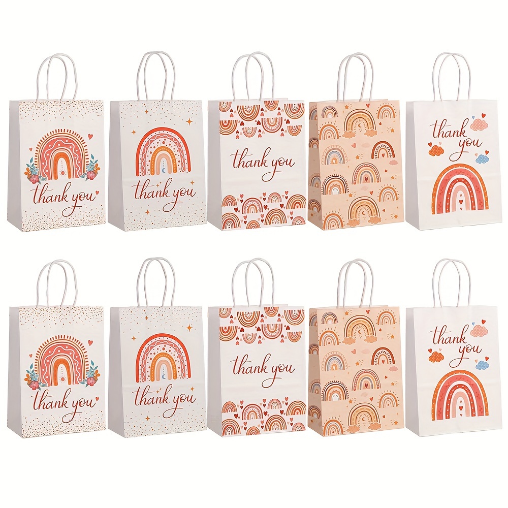 Image of 10pcs Gifts Bags Bohemian Rainbow Printing Gift Bag Bags For Birthday Decoration Gift Packing Party Supplies, Party Bag, Birthday Party Gift Bag, Craft Tote Bag, Party Favors