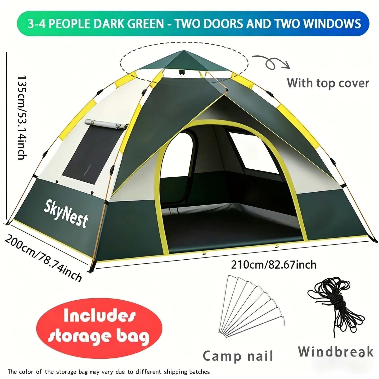 Automatic Instant Setup Camping Tent - 3-4 Person Capacity – detail 7