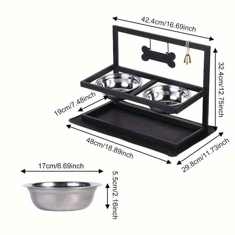 TEMU 2 Bowls Elevated Stand For And - Metal Frame, Mat, , -saving , And For