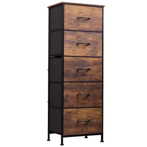 fabric dresser 5 drawer tall dresser for bedroom storage dresser organizer with fabric bins wood chest of drawers for closet hallway