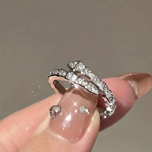 1pc fashionable ring adjustable with sparkling cubic synthetic zirconia a luxurious and elegant fashion accessory for women suitable for daily wear halloween and christmas outfits clubbing