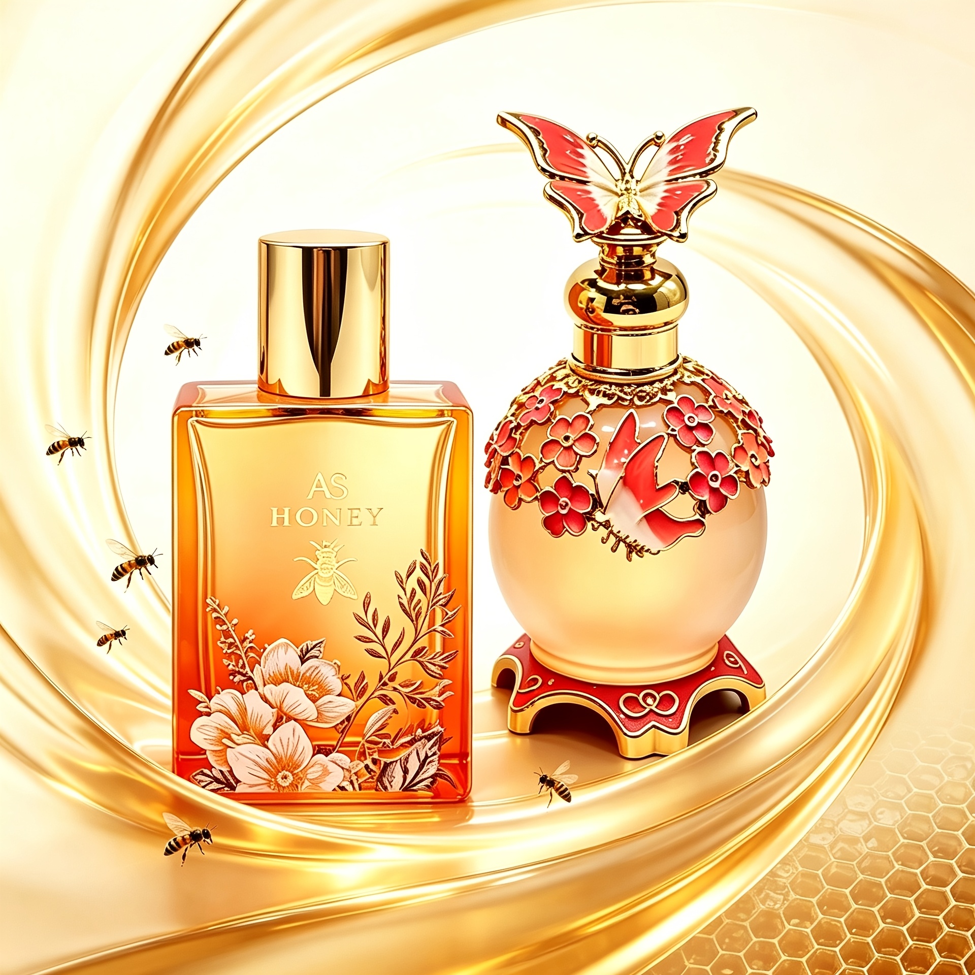 Image of 2pcs Honey And Fragrance Set | Honey Perfume And Orange Scent Oil, Gourmand Long-lasting Light Scent, Niche Gift Box For Women, Perfect For Daily Use And Dating Gifts