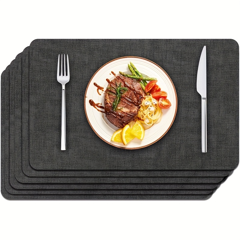 6pcs Rectangular Pu Faux Leather Placemats, Wipeable And Easy To Clean, High Temperature Resistant, Suitable For Christmas In Hotels And Restaurants