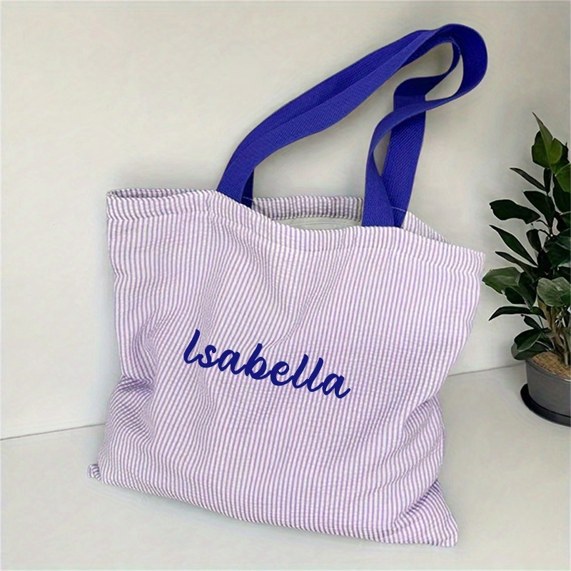 TEMU Bolso tote personalizable para mujer, bolso a rayas personalizado, bolso de elegante y , personalizable con o , bolso de elegante con cierre de