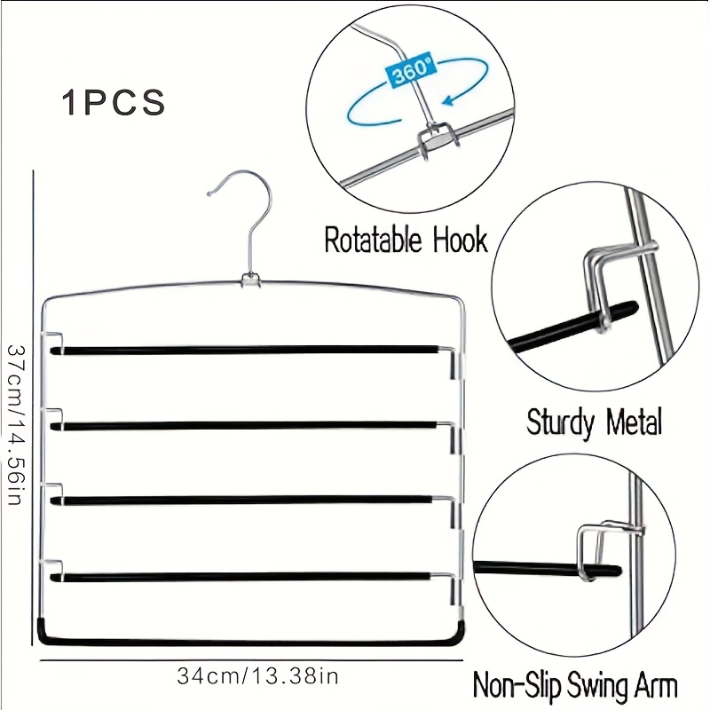 Image of 1pc 5-tier Pants Hanger, Metal Pants Hanger For Hanging 5 Pants , Space- Pants And Scarf Organizer For Yoga Pants