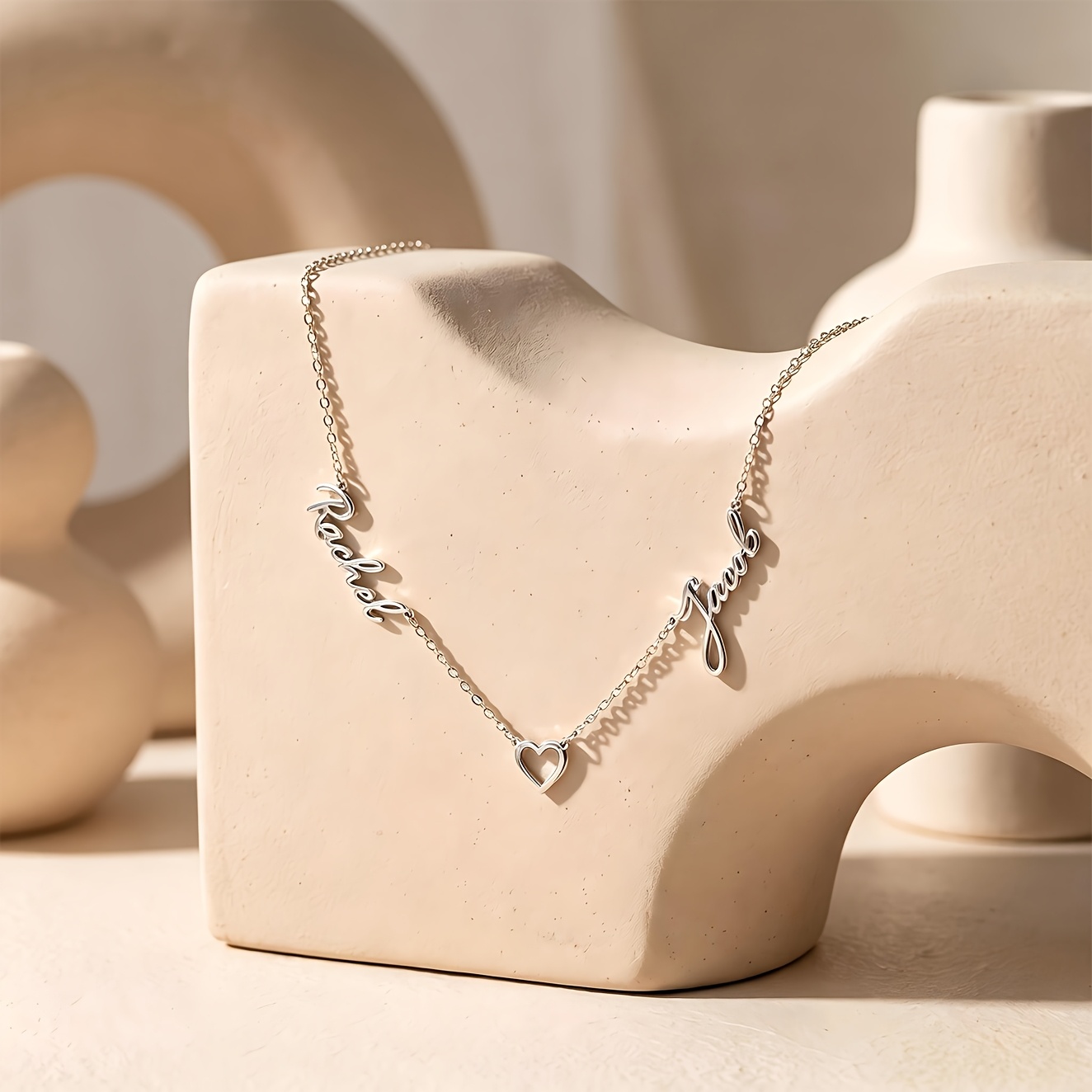 TEMU Collar personalizado con - Adecuado para mujeres, cursivas y placas con , colgante de abierto , cadena gargantilla de alambre fino, regalo