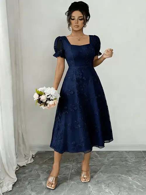 blue summer wedding guest dress Ever-Pretty Women's Spring Chiffon Dresses V Neck Ruffle Sleeves Midi Semi Formal Cocktail US02 : Clothing, Shoes & Jewelry wedding bridesmaid 18 Chic Summer Wedding Guest