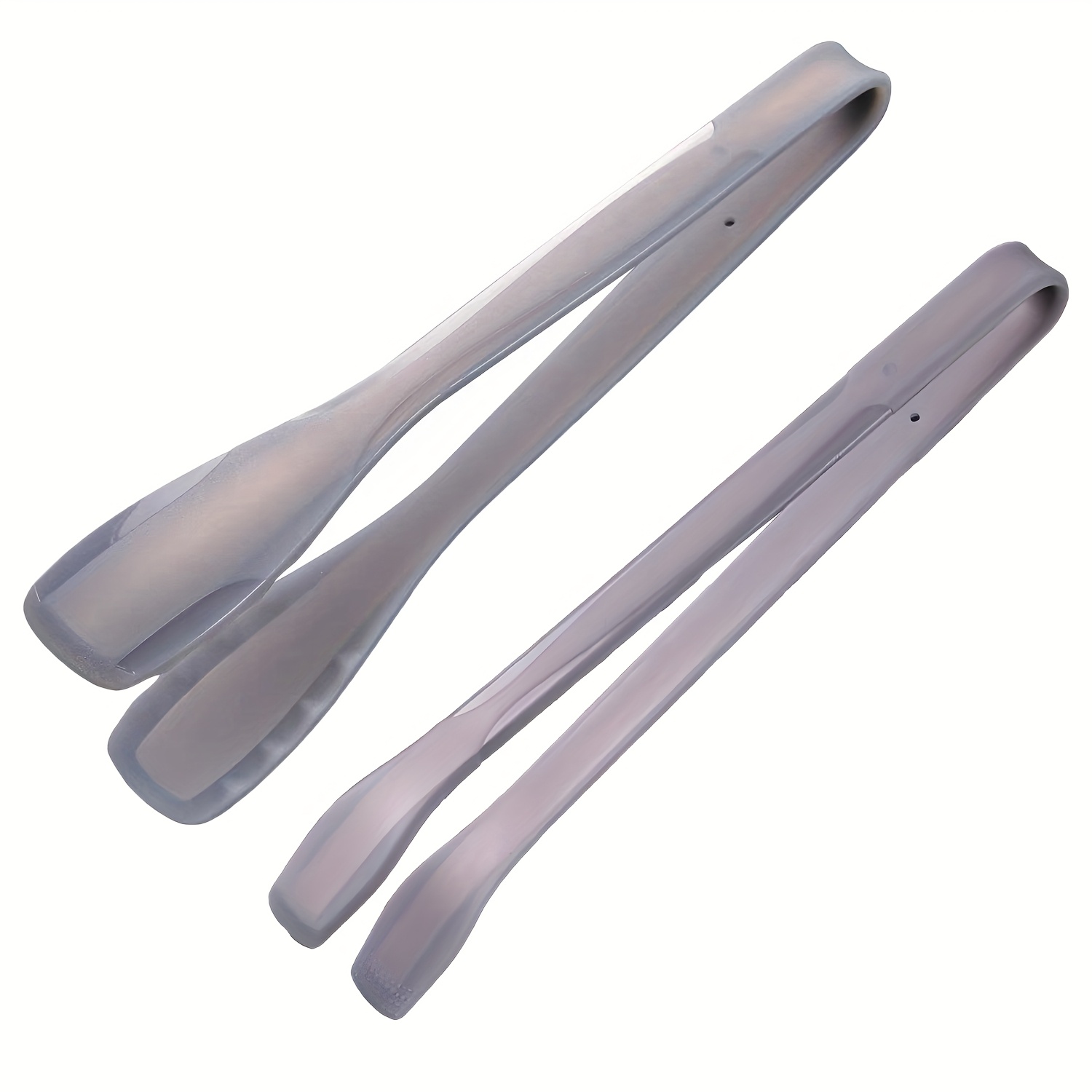 Image of 2pcs Silicone Transparent Bbq Tongs, 11-inch Food Tongs, Straight/angled Steak Tongs, Grill Tongs, Kitchen Food Tongs, Bbq Tongs, Silicone Coated Stainless Steel With Adjustable Jaw Size