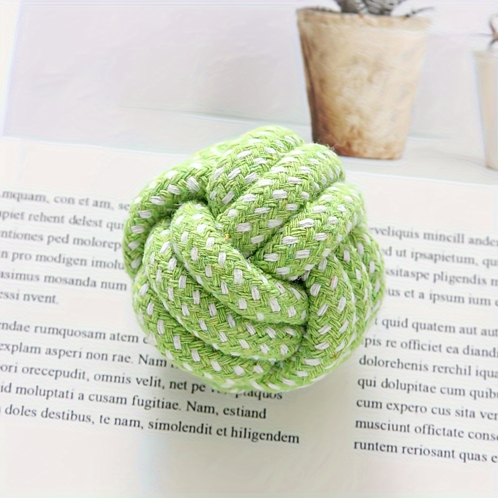 

1pc Small Knot Rope Ball, Bite Resistant Dental Cleaning Pet Toy For Small Dogs And Puppies, Polyester Blend, Random Color, Without Battery