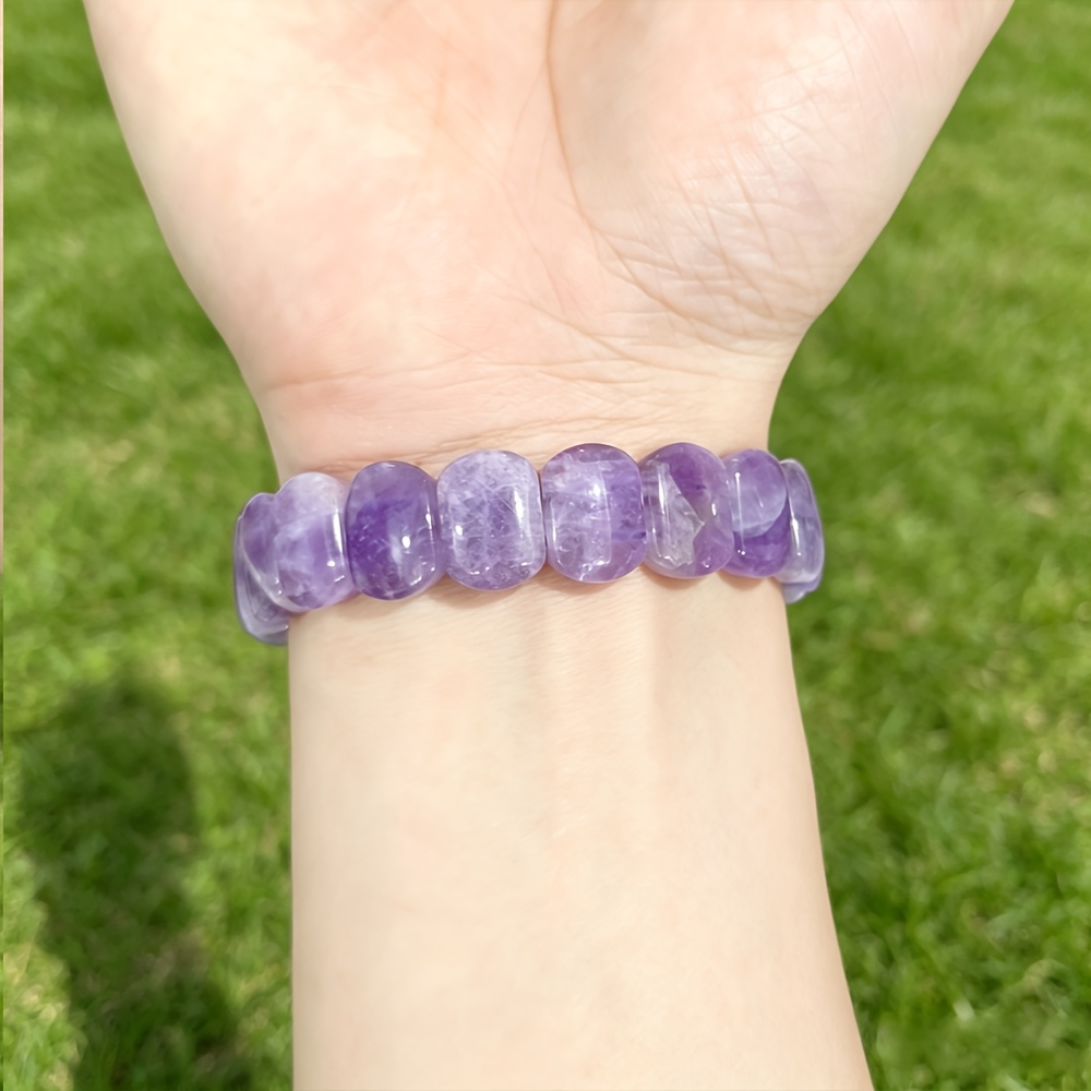 Natural Amethyst Bracelet with Square-Cut Beads, Elegant Gift