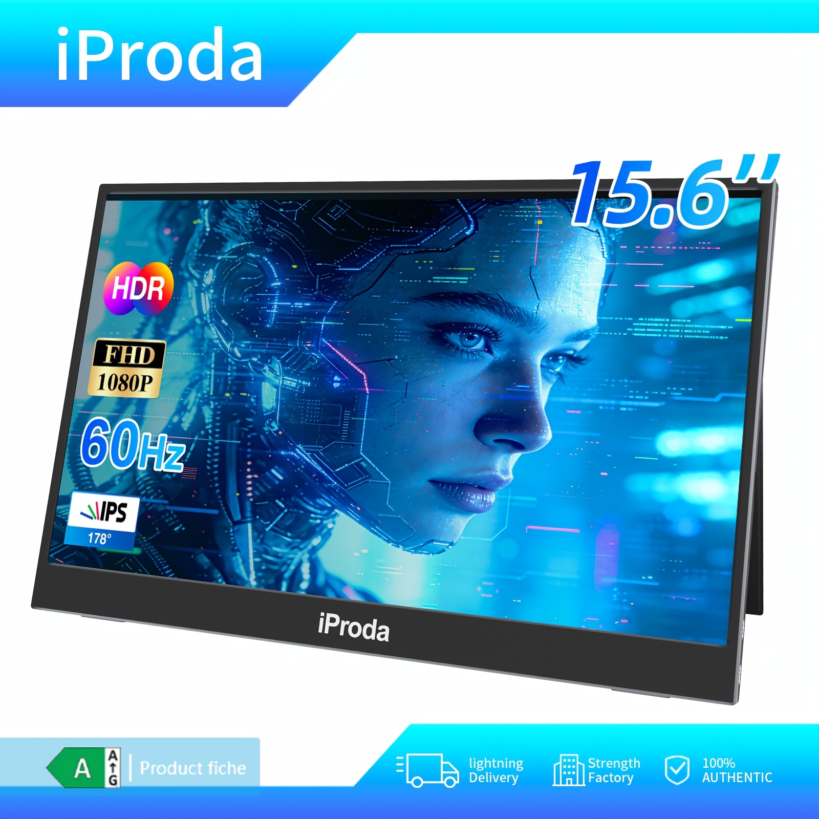 Image of .6-inch Portable Monitor With 1080p Fhd Ips Display, 60hz, Dual Speakers, And A Protective Case, Suitable For Laptops, Ps4/5, , Pc, And Serves As A Great Secondary Screen For Work, Gaming, And Videos