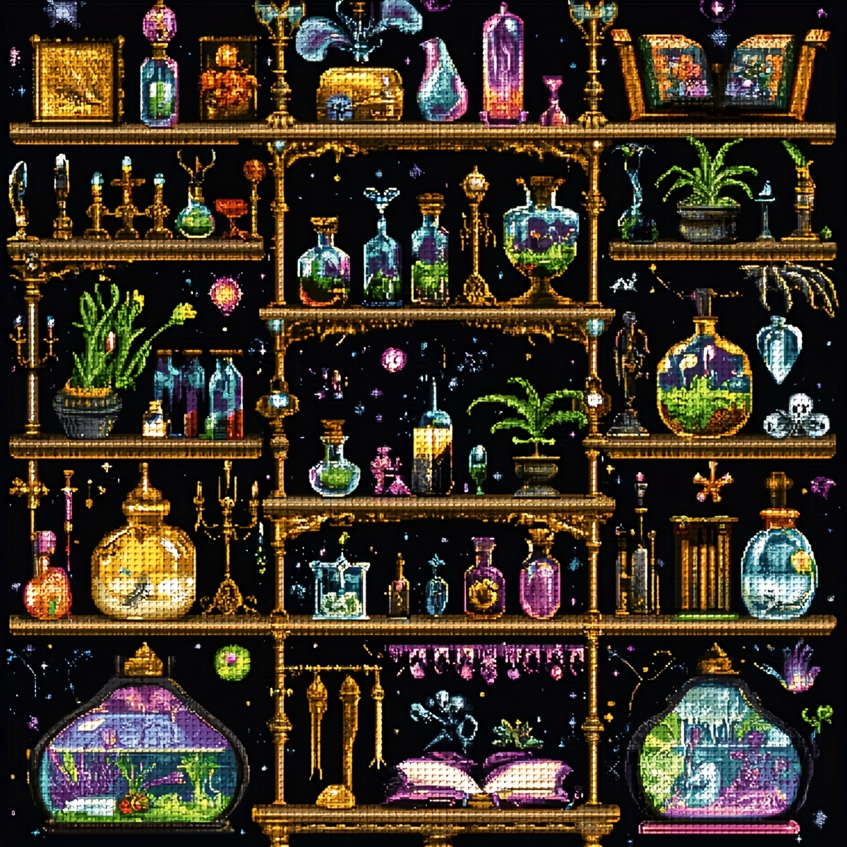 TEMU Jozysh, 40x40cm/15.7x15.7inch, -yourself Cross Stitch Kit, Embroidery Craft Set, Potions, Designed Printed Cross Stitch Kit, Assorted Thread