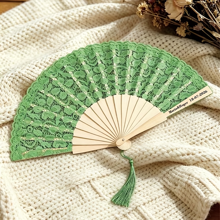 Personalized Handheld Fan with Lace Surface