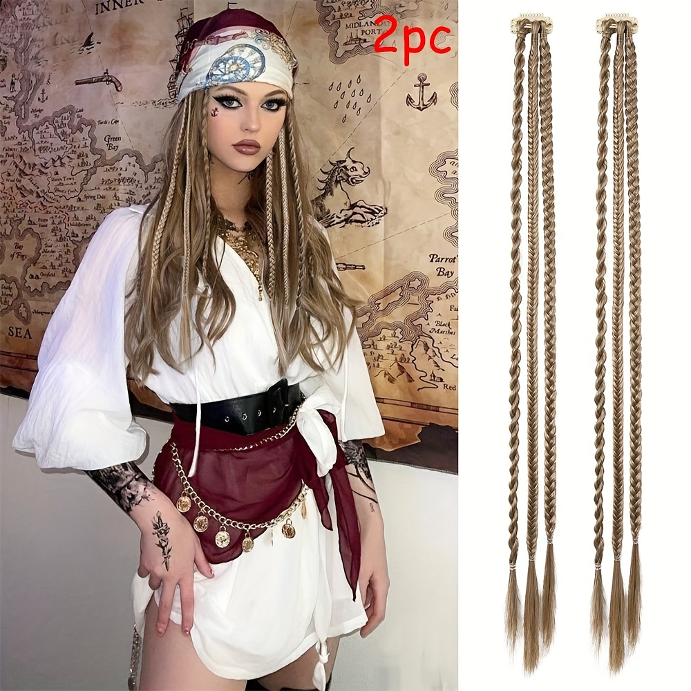 2pcs Women'-strand Braid Hair Extensions With Twist Clips, Stylish And Unique, Like A Teardrop Braid