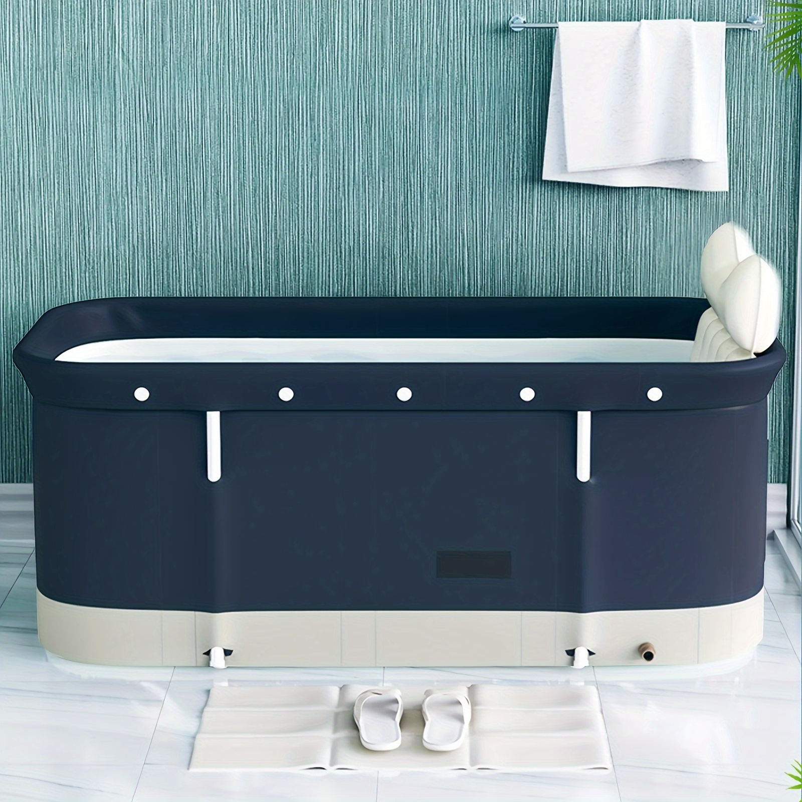 

Folding Tub Bucket Kit Portable Lightweight Anti Slip Rugged Soaking Standing Bathtub For Home