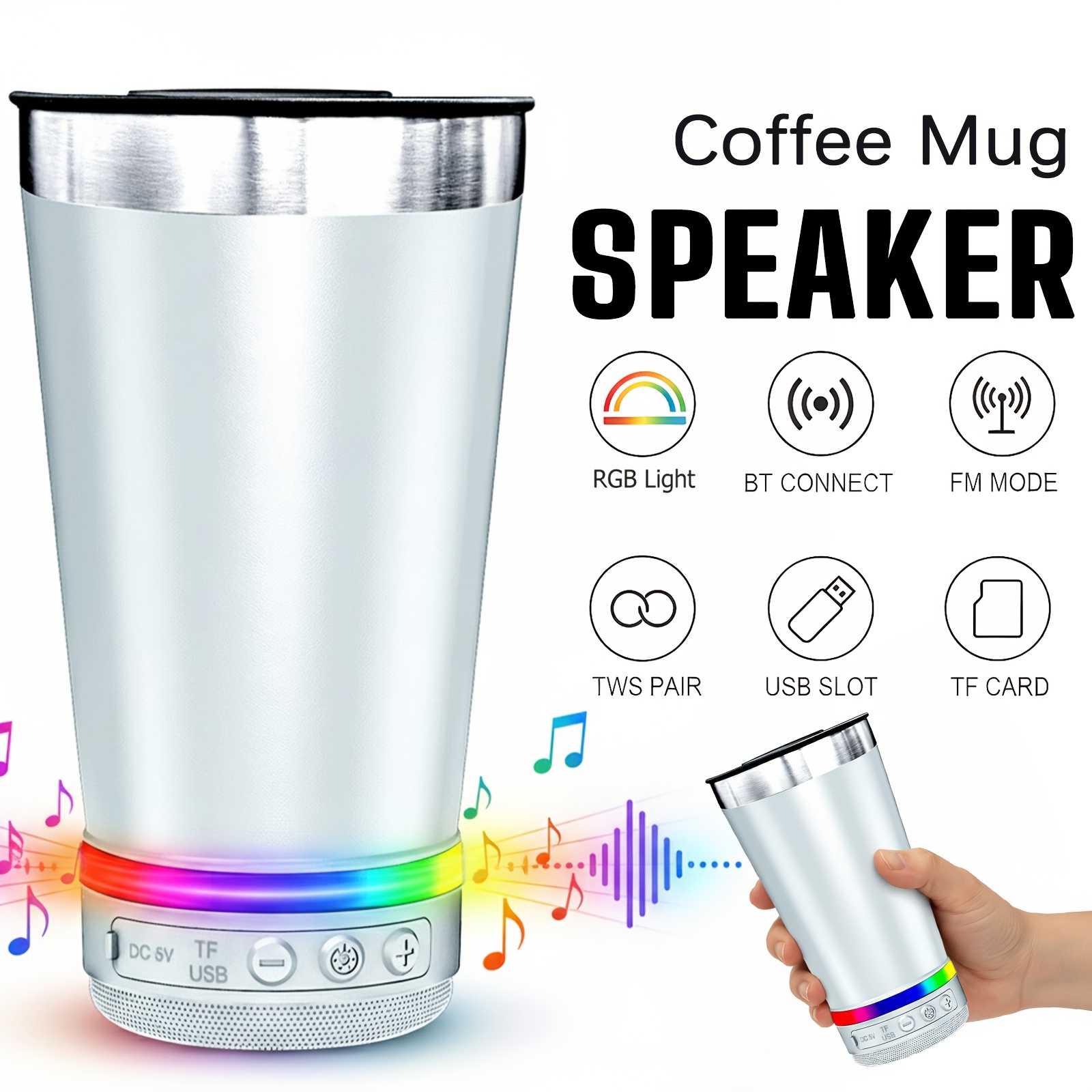 led light-up bt wireless speaker | fm radio, usb/tf mp3 , tws pairing, rechargeable battery, fun party & for adults, teen, outdoor | Today's Deals | Temu