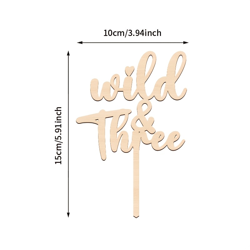 Image of 1pc For 3rd Birthday Wooden Cake Topper 3 3rd Birthday Wooden Cake Decorating Supplies For Wild Theme 3rd, Three, 3 Birthday Cake Decoration Party Decoration Party Supplies