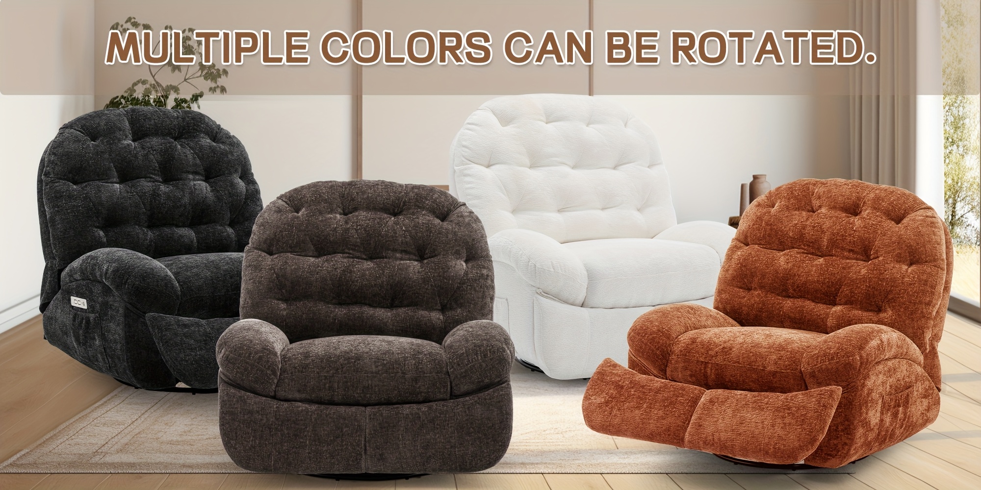 Large Swivel Recliner, Adult Rocking Electric Recliner, Electric Recliner, Comfortable Soft-shell Recliner, with USB Port And Living Room Storage Space, Chenille Fabric, Free Shipping