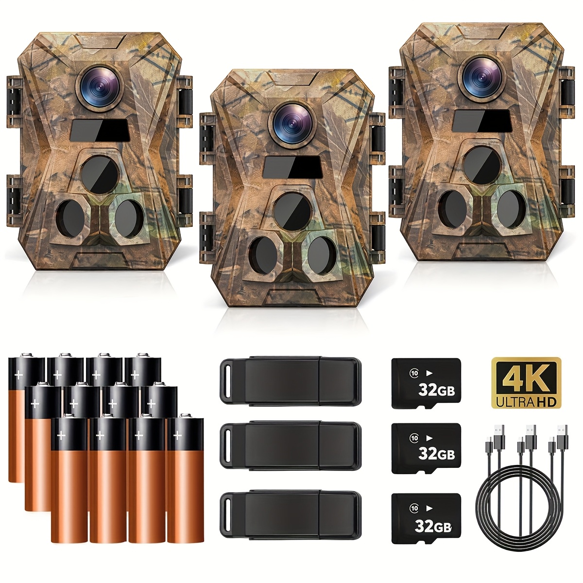 TEMU Compact Trail Camera Security Camera Infrared Camera 1920p Full Hd 36mp Ip65-rated Waterproof/dustproof Includes 32gb Memory Card And Batteries
