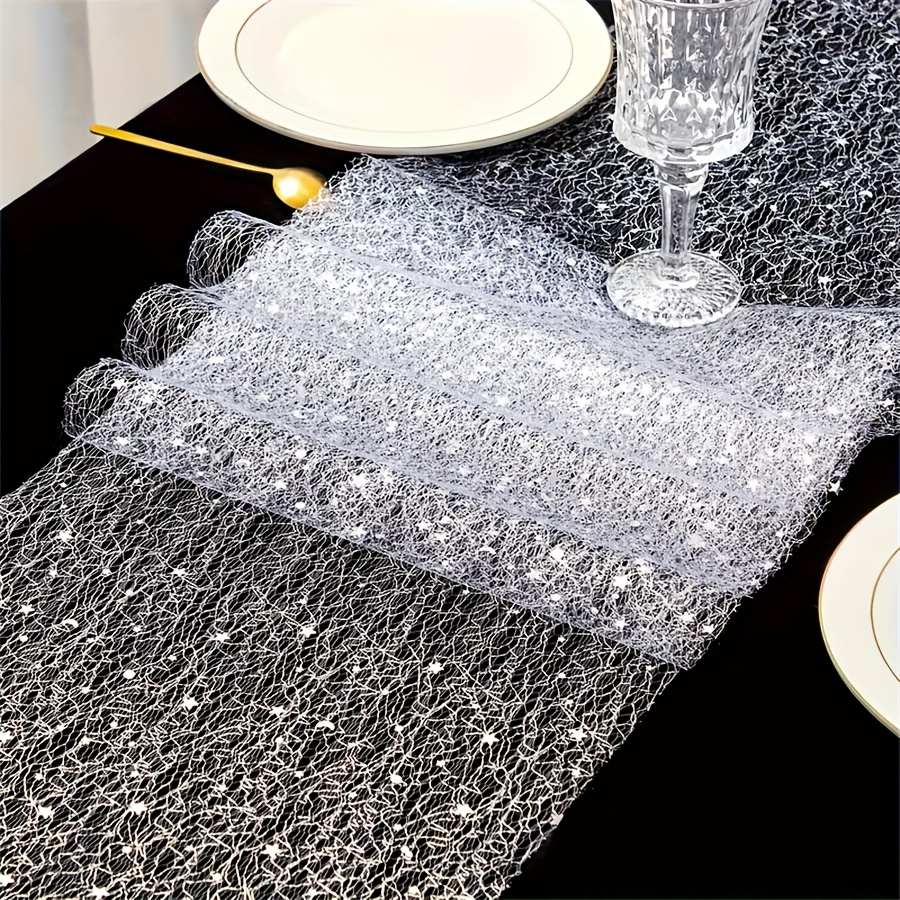 1 rolle silberner glitzer tischläufer partys