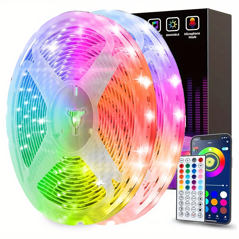 

200ft Led Strip [app ], With 24key Remote Control 16 Colors Leds Flexible Fairy Lights Dly Bedroom, Kitchen, Sofa, Ty, Party