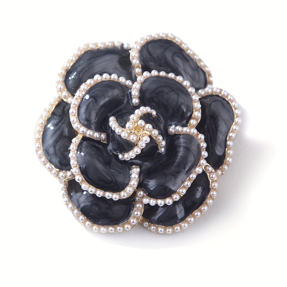 Image of European And Camellia Brooch For Women, Metal Scarf Clip With Rhinestone Accents, Cute Large Pin Jewelry Accessory