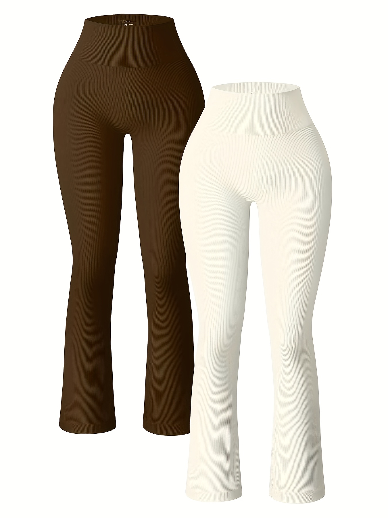 2pcs High Waisted Ribbed Flare Leggings