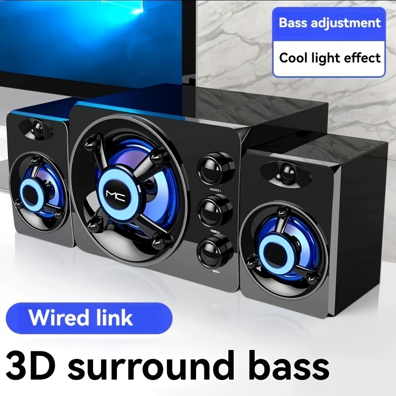 TREXD USB Computer Speakers 3Wx2 Subwoofers Soundbar Desktop Spe 並行輸入品 TAG DP600 USB Wired Stereo Speakers 6W RGB LED for PC \u0026 Laptop
