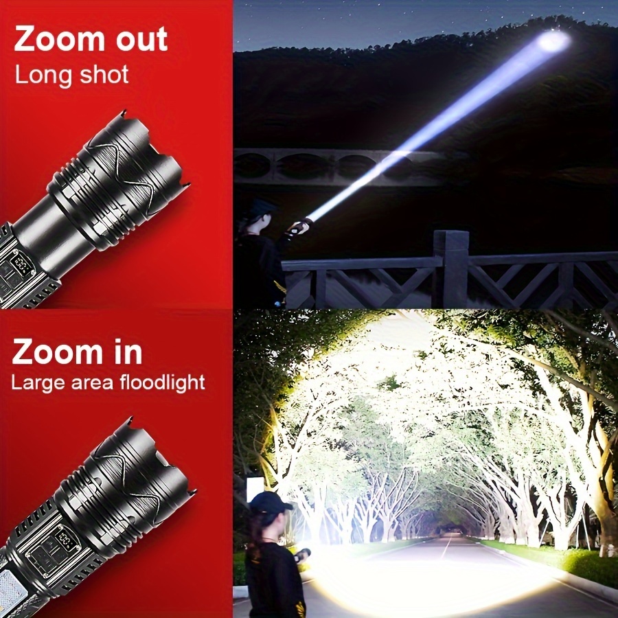 

1pcs Rechargeable 5400mah Led Flashlight, High Flashlight, Long Distance,