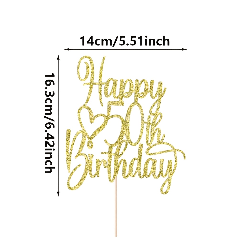 Golden Glitter Happy 50th Birthday Cake Topper - Cheers To 50 Years Cake Topper, 50 And Decoration For Hello 50th Birthday Anniversary Party Cake Decorations Supplies, Halloween, Christmas