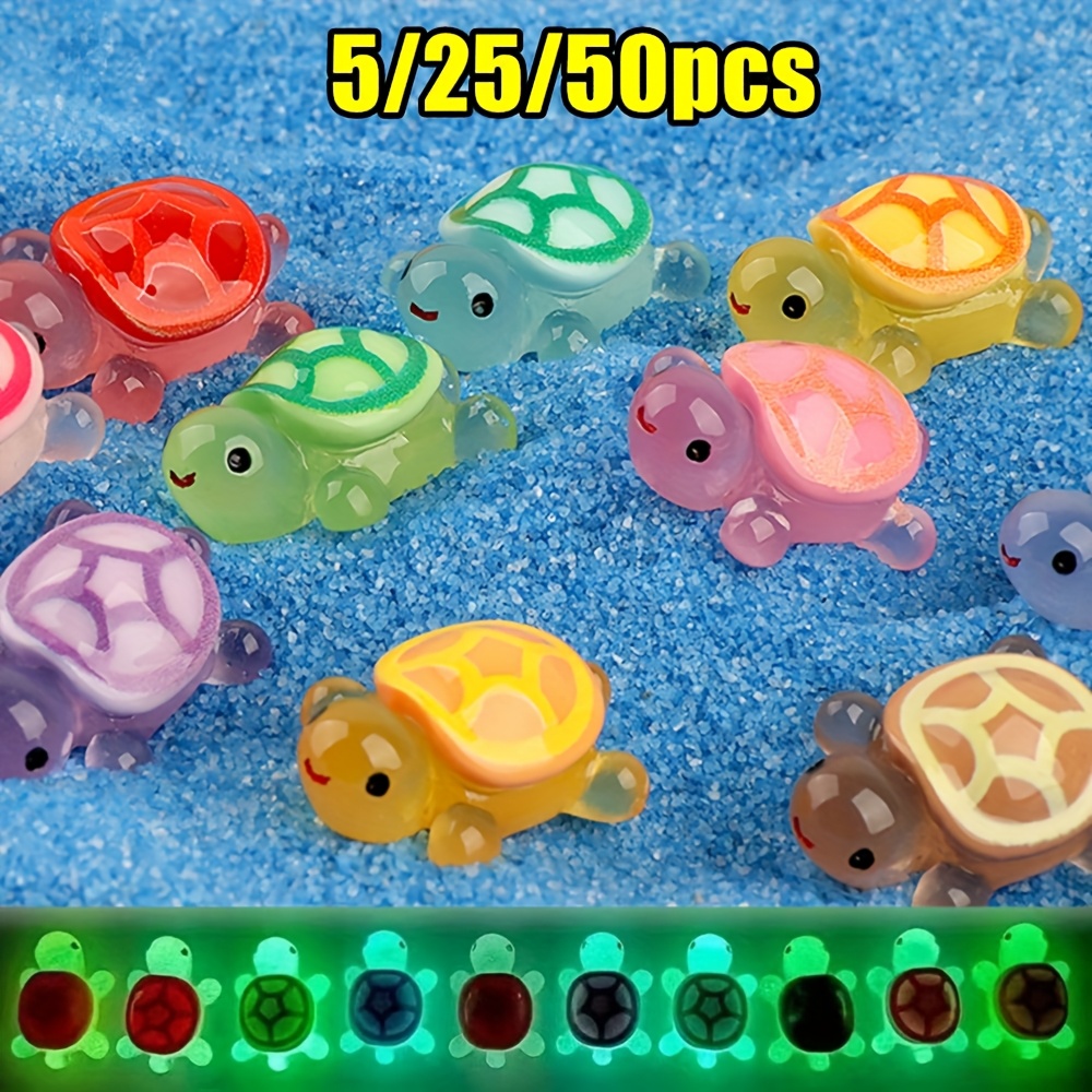 

5/25/50pcs Turtle Mini Resin Miniature Figurines Glowing In The Dark For Diy Aquarium Ornaments Fish Landscape Fairy Garden Decoration