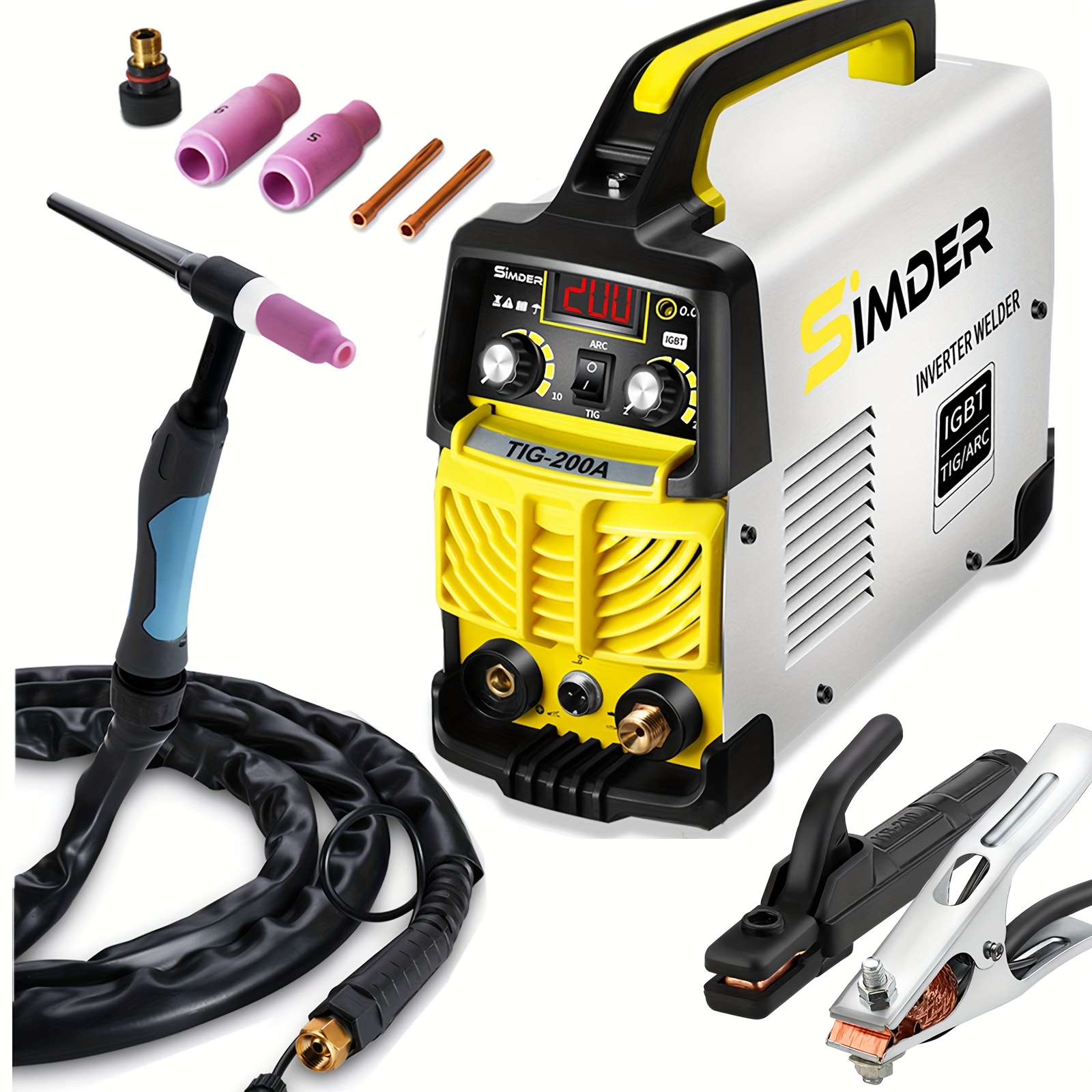Welding Machine 140 A 2in 1 Lift Tig/mma/stick Welding Machine With Wp-17 Tig Welding Torch Electrode Welding Machine With Electrode Holder Tig-200 Digital Igbt Inverter Welding Machine