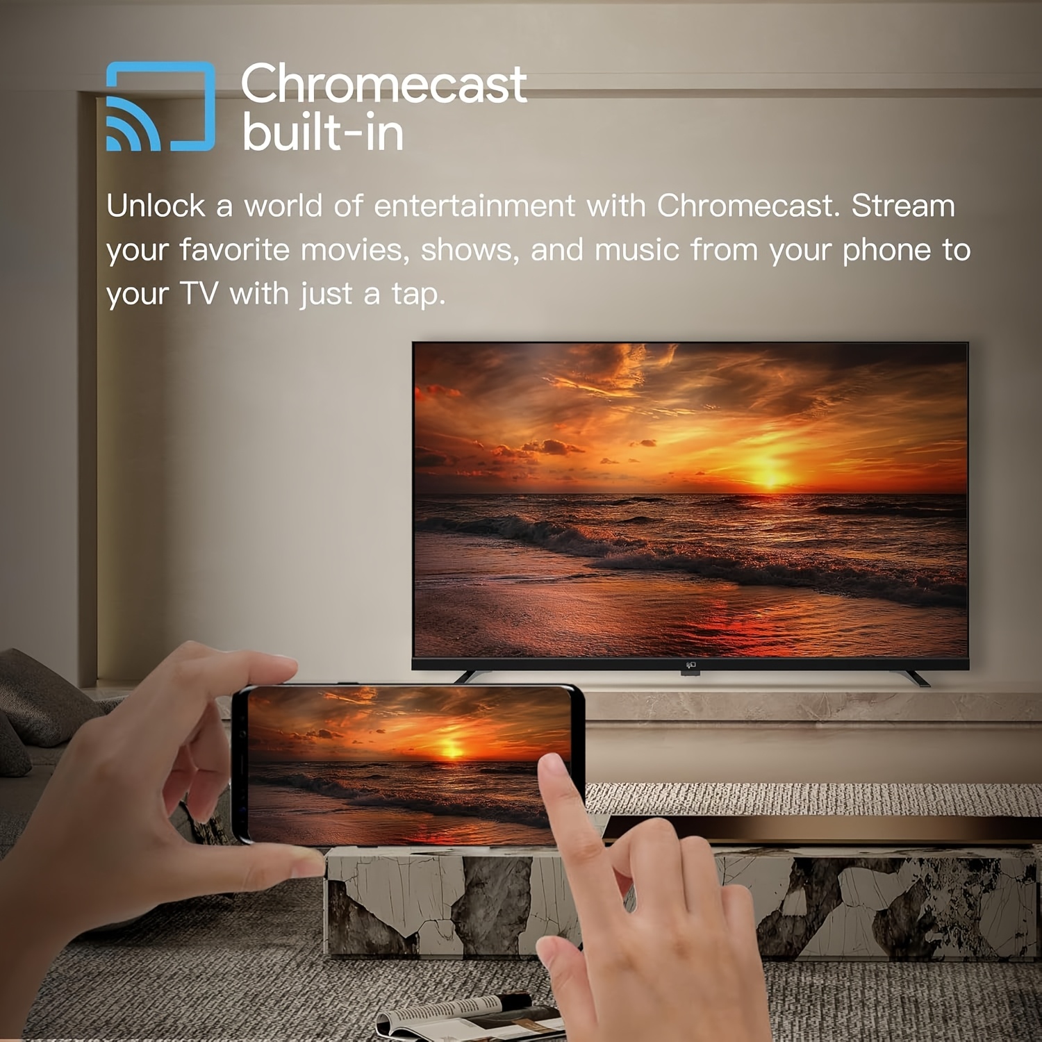 FPD 50 Inch TV, 4K LED Smart TV with Play Built In Cast, HDR 10, Voice Remote, Atmos & Vision, Stream Live UHD Flat Screen Television (Canvas-Series, US50GFU, 2025 Model)