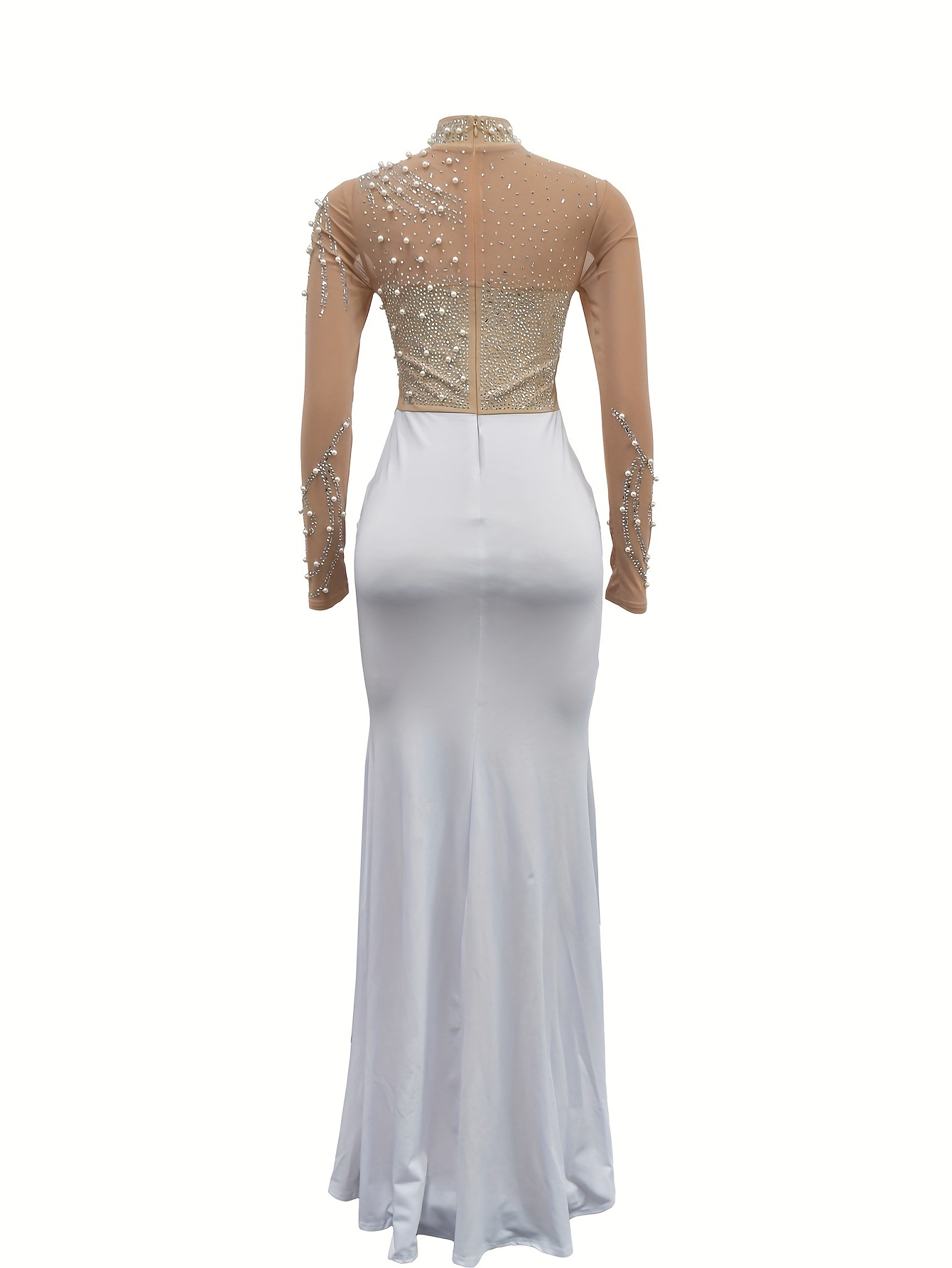 long sleeve dress for engagement party Berylove Women Ivory Sheath Engagement Dress Long Sleeve Ruched Bateau Neck Bridal Shower Dress With Slit, Ivory / US18W