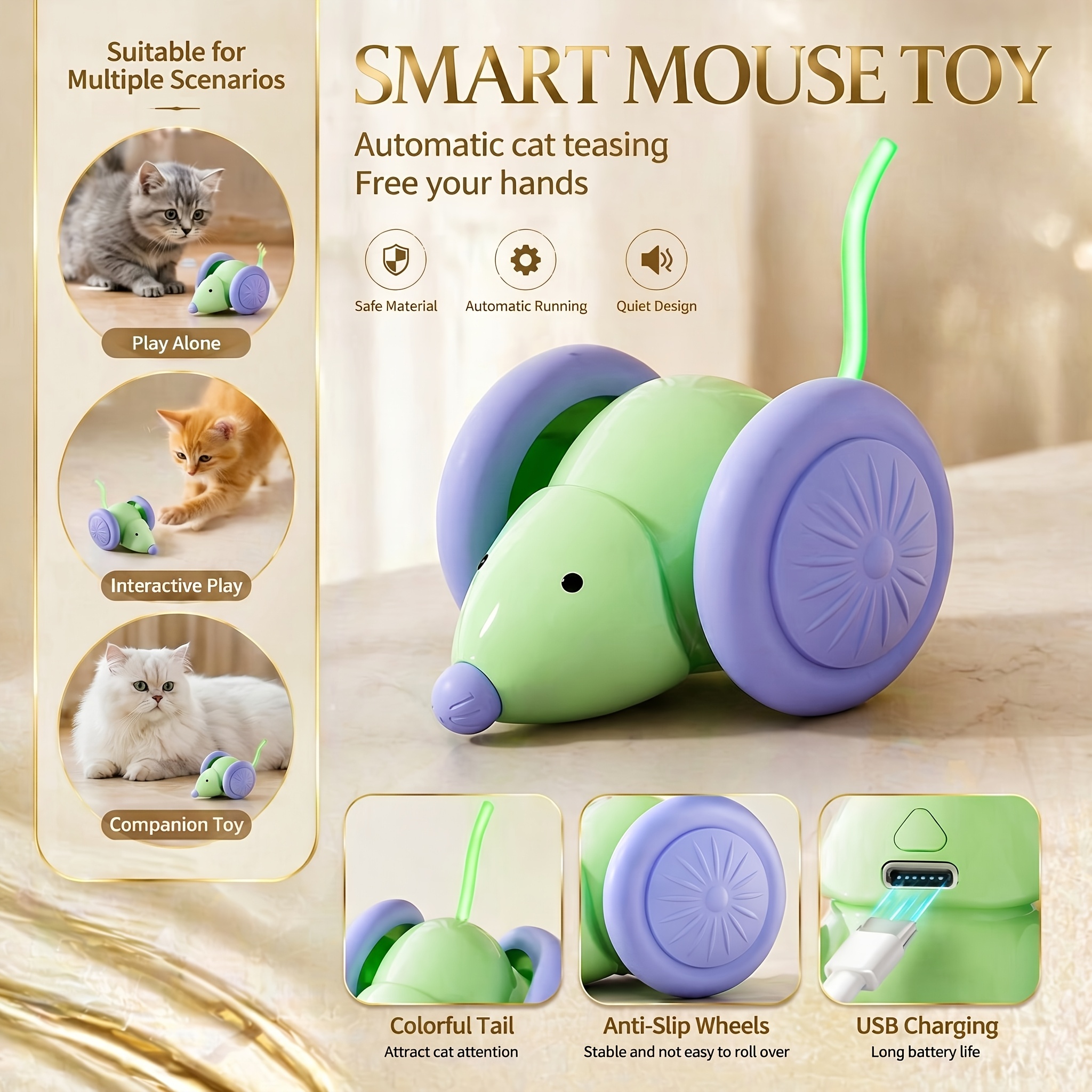 Automatic Electric Mouse Cat Toy with Obstacle Avoidance