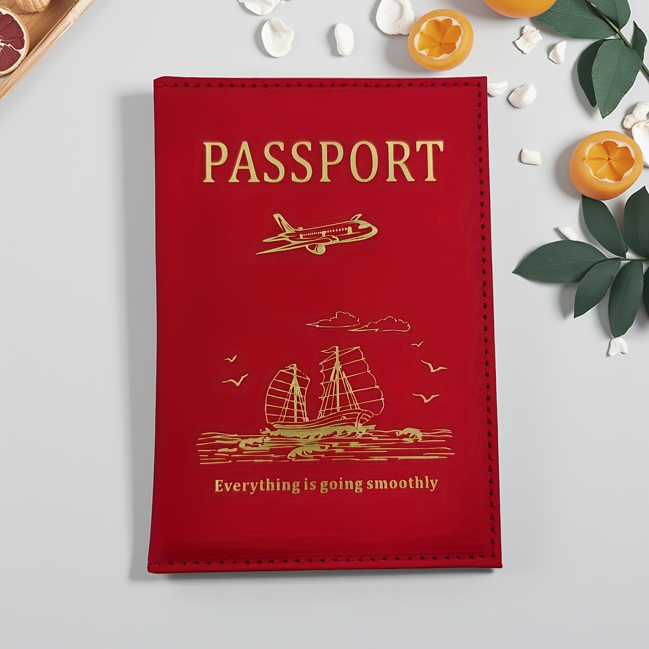 Image of 1-2pcs Passport Cover, Couple Passport Holder, Smooth Sailing Pattern Leisure Cover | Suitable For Plane | Frosted Pu Passport Cover | Minimalist Wallet | Lightweight Wallet