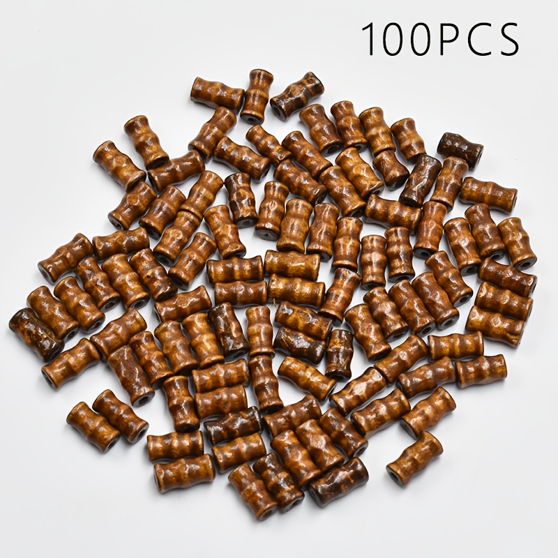 Image of 100pcs Wooden Bamboo Beads Loose Spacer Beads Bracelet Anklet Necklace Clothing Additions (beads)