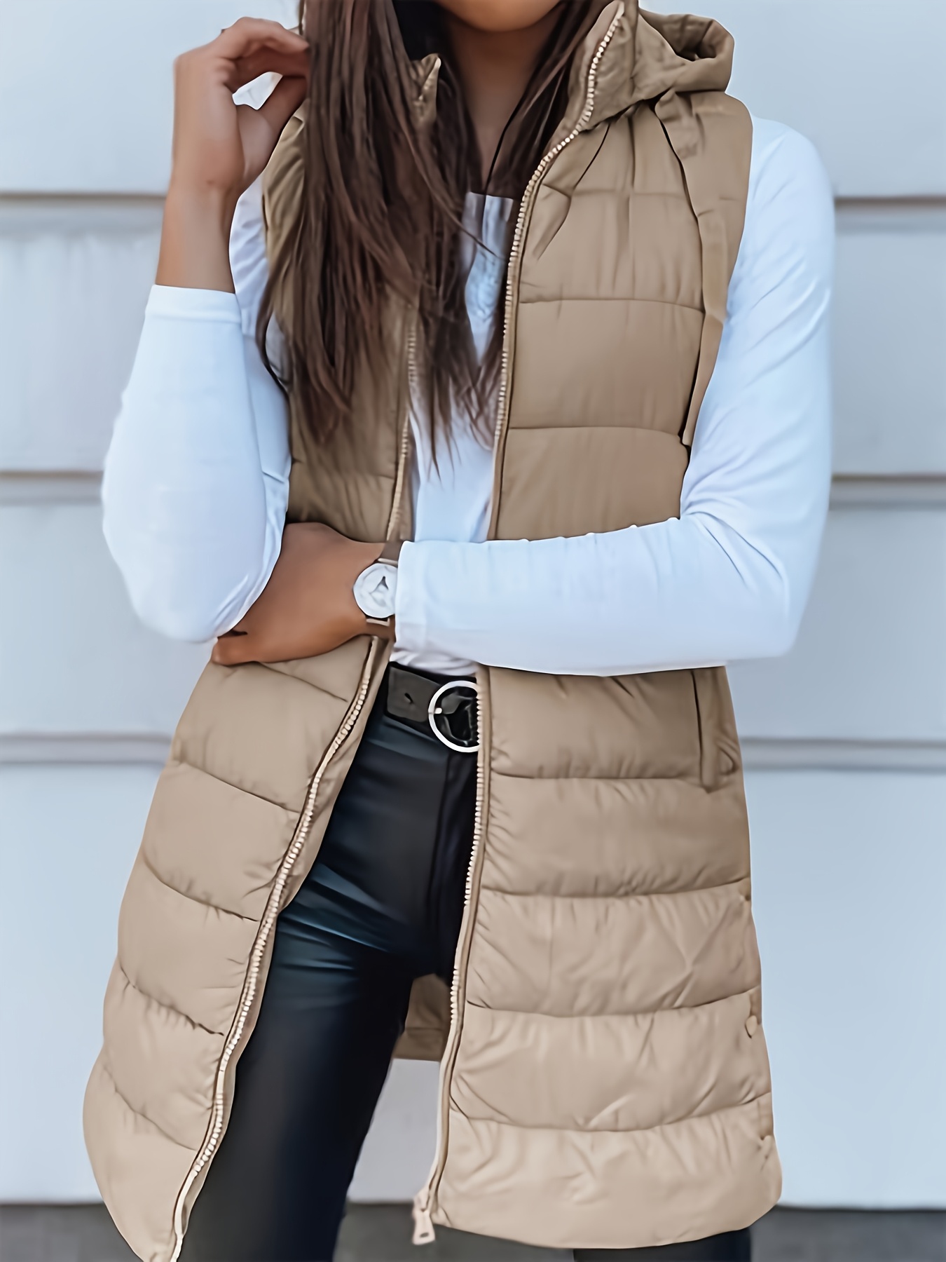 Plus size puffer vest with fur hood online