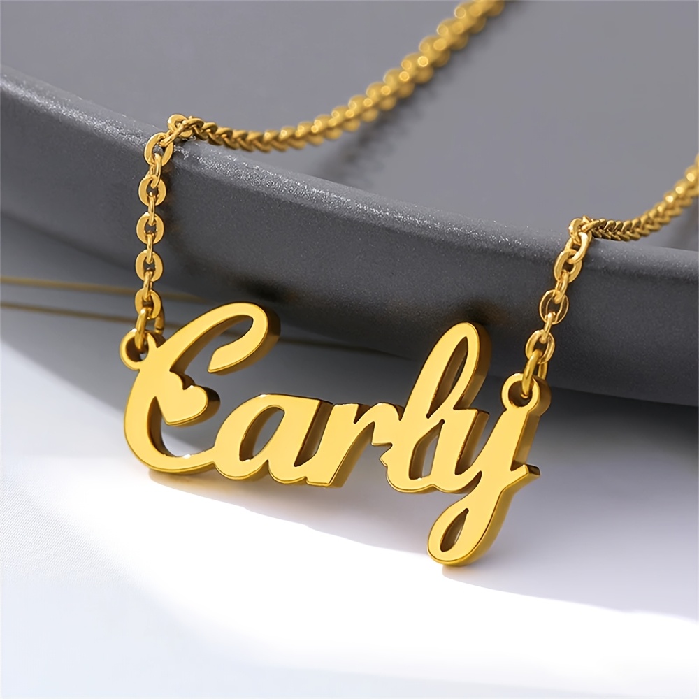 Custom Stainless Steel Name Pendant Necklace with Heart Font