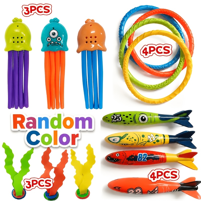 Image of 14pcsdiving Toy Set, 6+ Diving Toys, Pool Diving Toy Set, Swimming Pool Toys, Kids Pool Toys, Underwater Diving Toy Set, Underwater Pool Training Toys (random Colours)