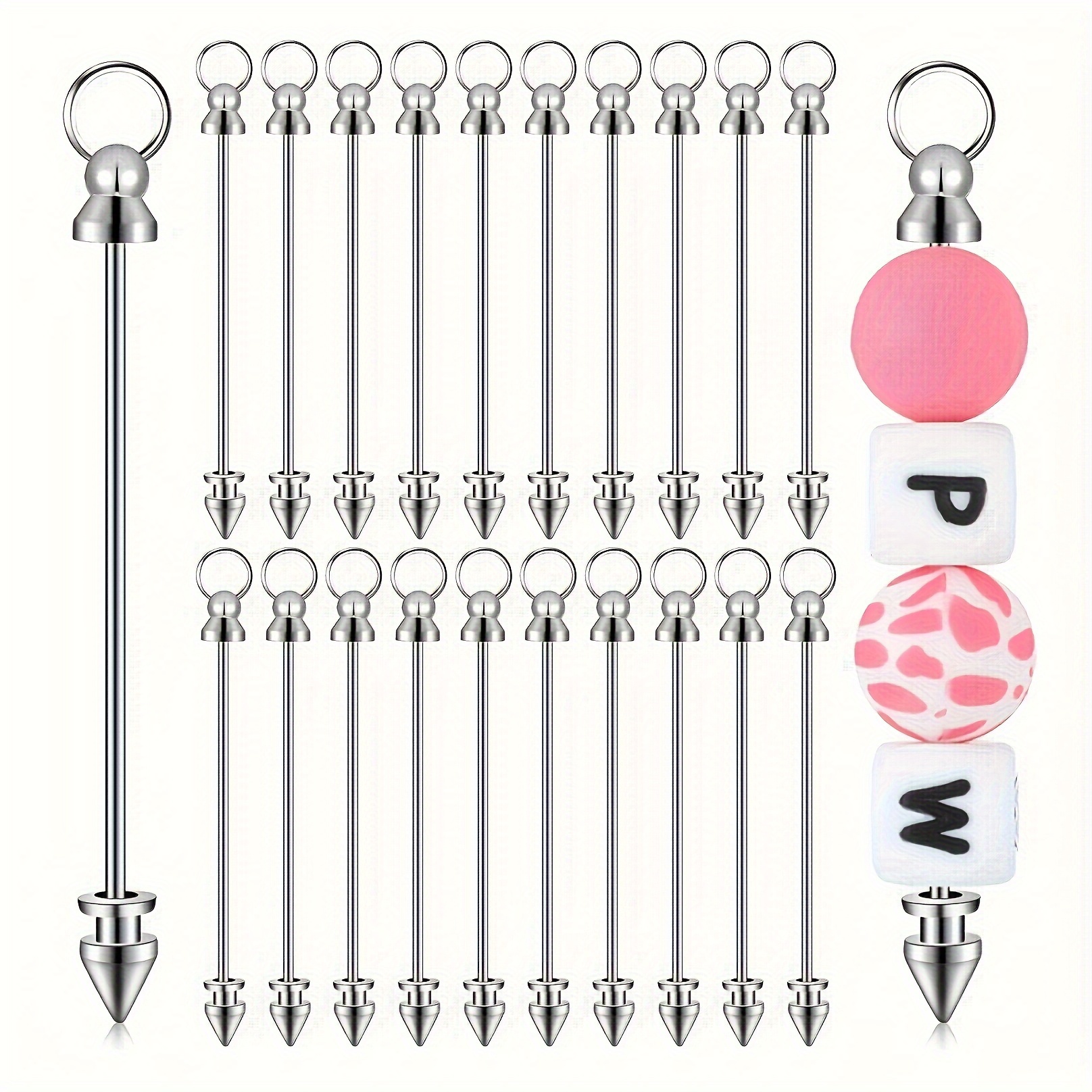 

20-pcs Stainless Steel Beadable Keychain Making Kit - Diy Customizable Detachable Key For And Jewelry