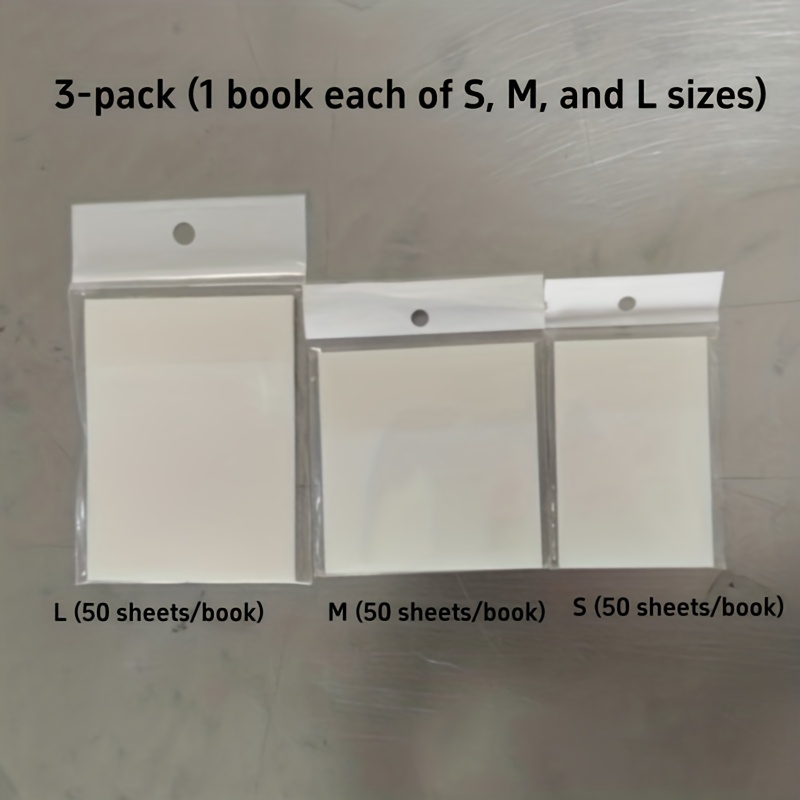50/100/150sheets Transparent Self-adhesive Sticky Note Pad For Tracing, Correcting And Recording Notes, Ideal For School And Office - S, M And L Sizes